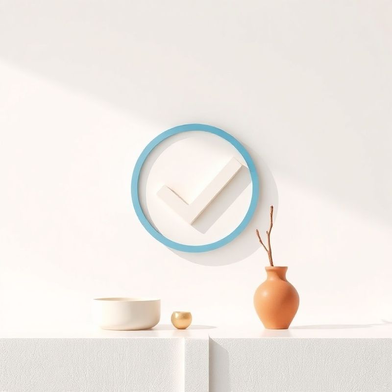 Illustrazione minimale di un segno di spunta azzurro